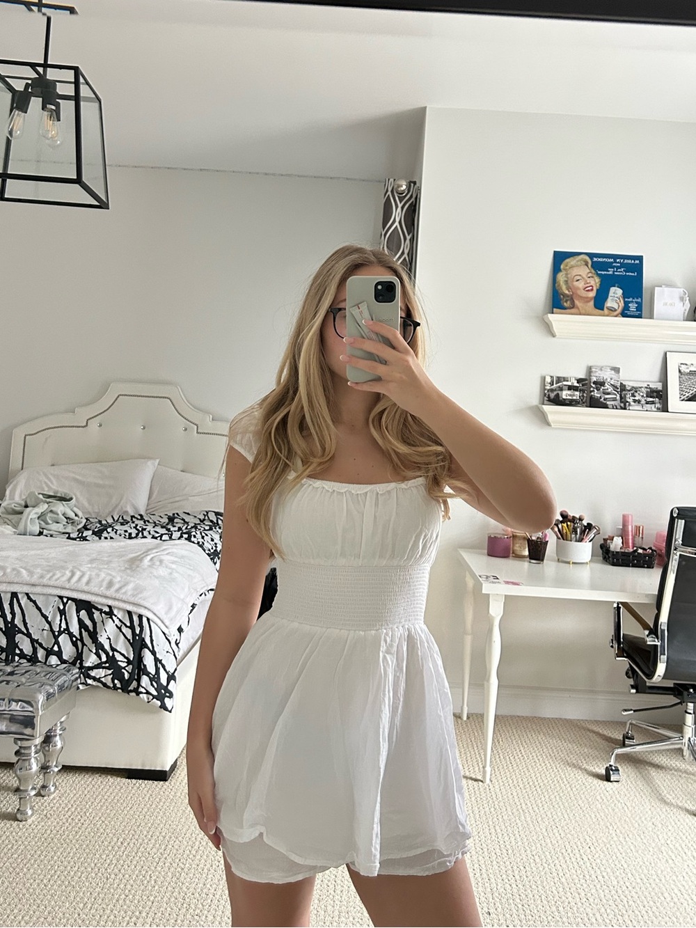 White Smocked Waist Romper ARITZIA LITTLE MOON